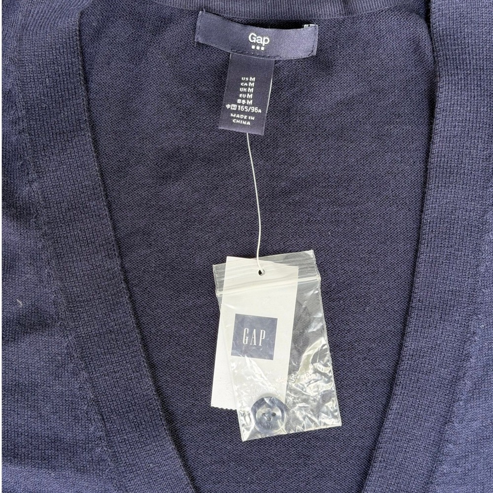 Gap Womens Navy Blue V-Neck Button Front 3/4 Sleeve Cotton Cardigan Sweater M - Picture 2 of 7